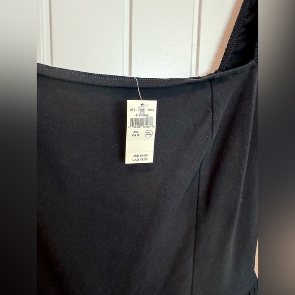 Aerie Knit NWT Fit & Flare Stretchy Black Mini Dress Womens Sz L Dress Pockets - Picture 8 of 15